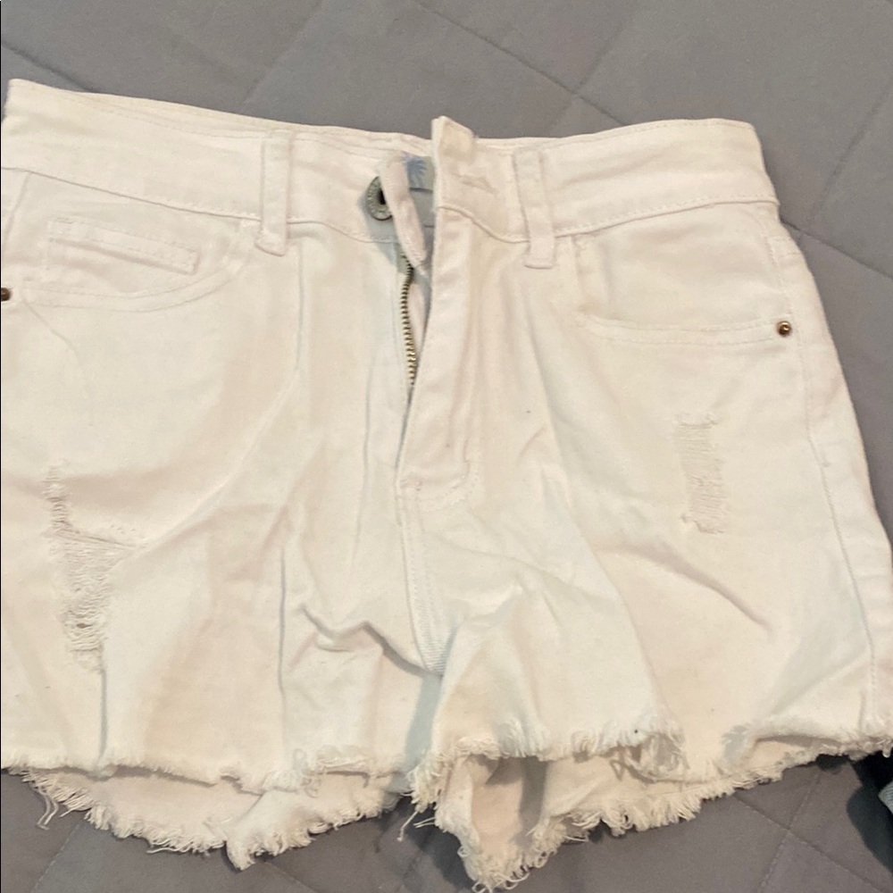 White Distressed Women's Shorts